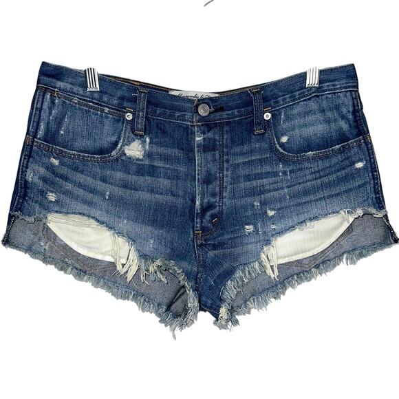 Abercrombie & Fitch High Rise Festival Distressed Denim Short Size 10 - Picture 4 of 16